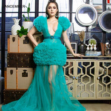 Load image into Gallery viewer, J67148 Jancember Simple Evening Dress 2020 O Neck A-line Sashes Ruched Short Sleeves Party Dresses Vestido de noche simple 2020