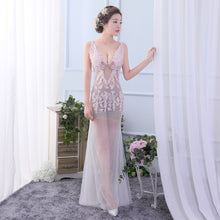 Load image into Gallery viewer, Floor-Length Full manual flower lace Sexy Star prom dress Evening dress Cocktail dress Night entertainment venue dress