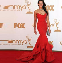 Load image into Gallery viewer, Red 2019 Formal Celebrity Dresses Mermaid V-neck Backless Long Evening Dresses Red Carpet Dresses
