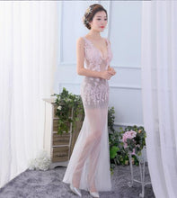 Load image into Gallery viewer, Floor-Length Full manual flower lace  Sexy Star prom dress Evening dress Cocktail dress Night entertainment venue dress
